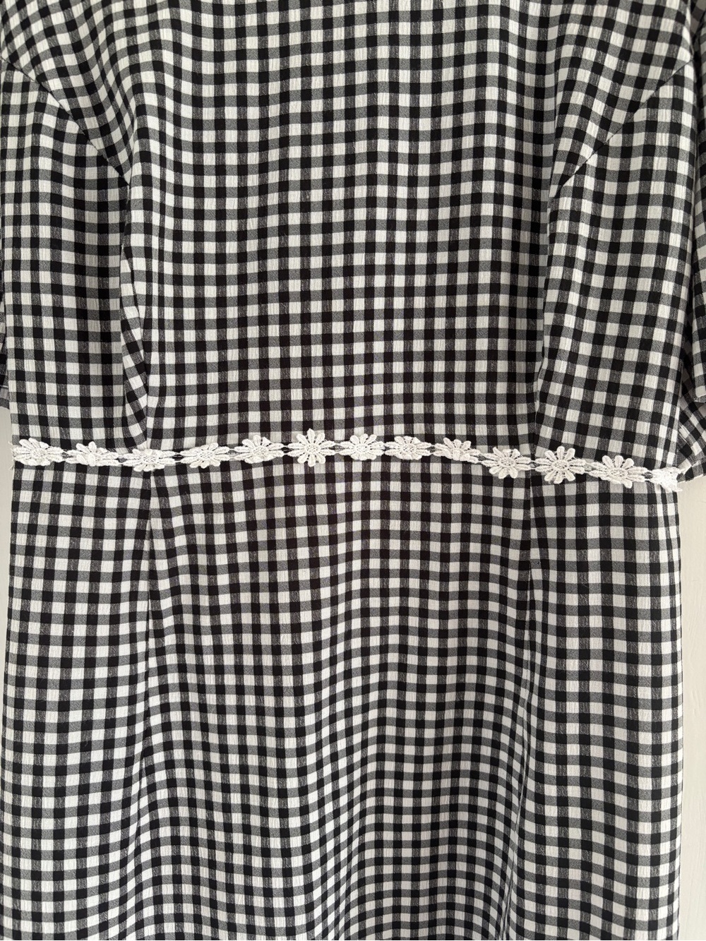 Vintage Jamie Brooks Woman Black White Gingham Daisy Knee Length Dress Size 18 - Picture 3 of 5